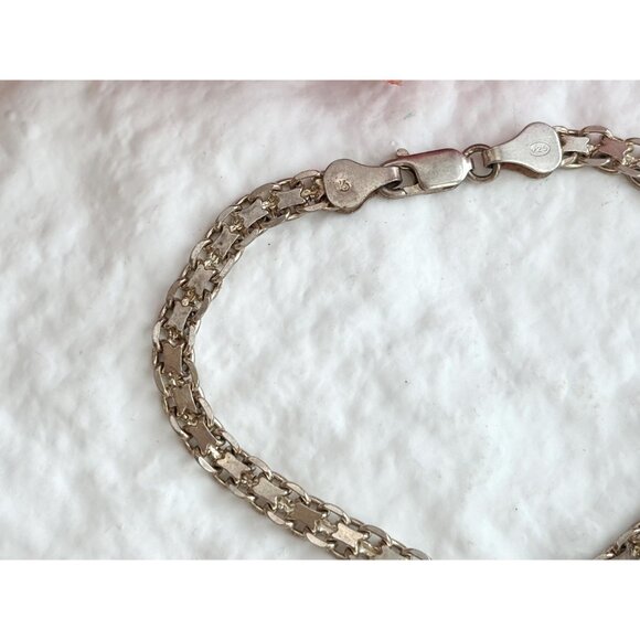 Sterling Silver flat chainlink Lobster Claw 925 Vintage Minimalist Bracelet - 7" - Picture 7 of 14